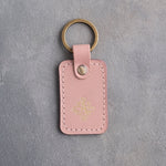 Floral Initial Keychain in Blush Leather