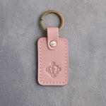 Floral Initial Keychain in Blush Leather
