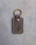 Floral Initial Keychain in Country Gray Leather