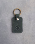 Floral Initial Keychain in Forest Green Leather