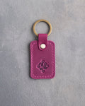 Floral Initial Keychain in Fuchsia Leather