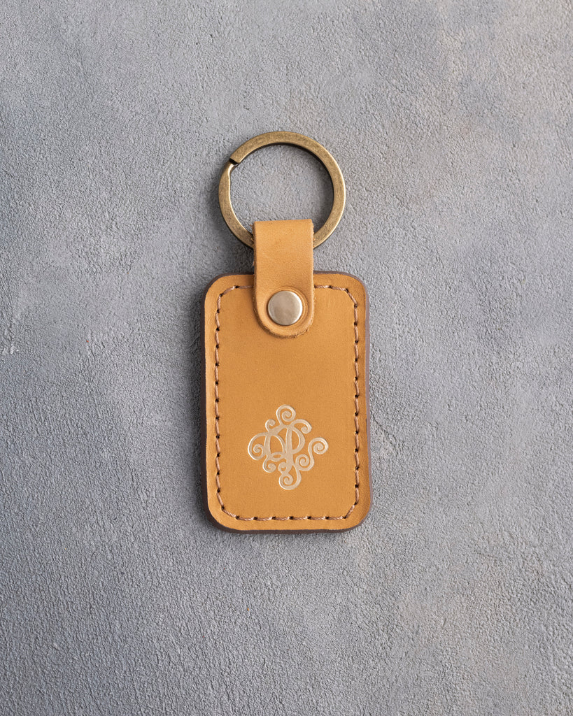 Floral Initial Keychain in Indian Summer Leather