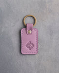 Floral Initial Keychain in Lilac Leather