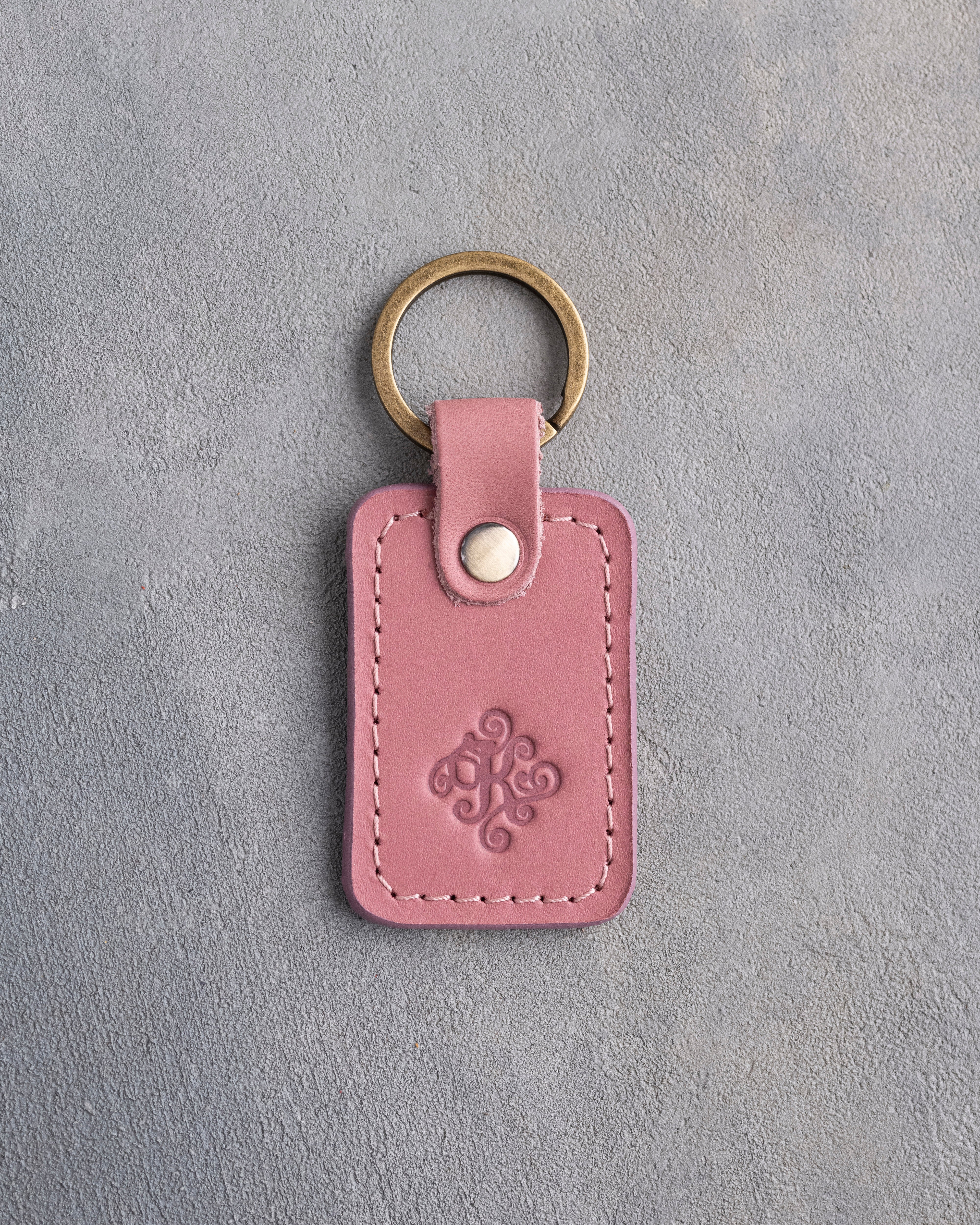 Floral Initial Keychain in Parisian Blossom Leather