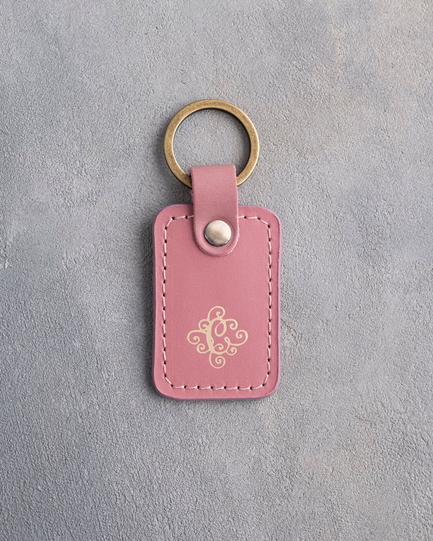 Floral Initial Keychain in Parisian Blossom Leather