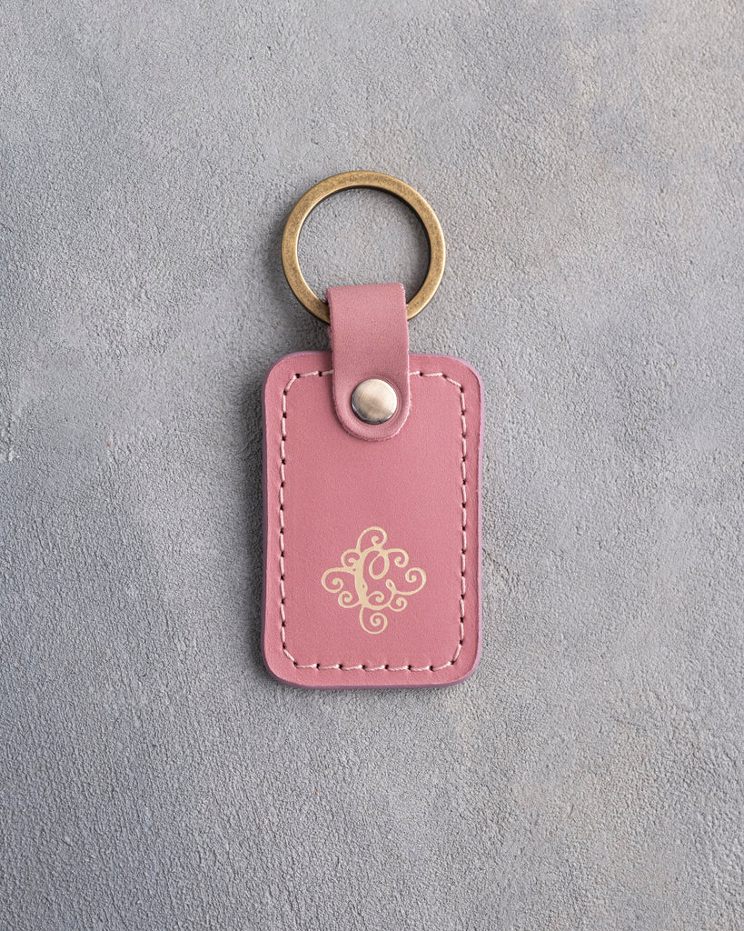 Floral Initial Keychain in Parisian Blossom Leather