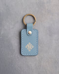 Floral Initial Keychain in Turquoise Leather