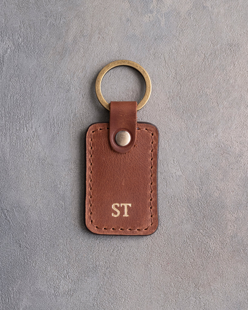 Minimalist Initials Keychain in Arizona Leather