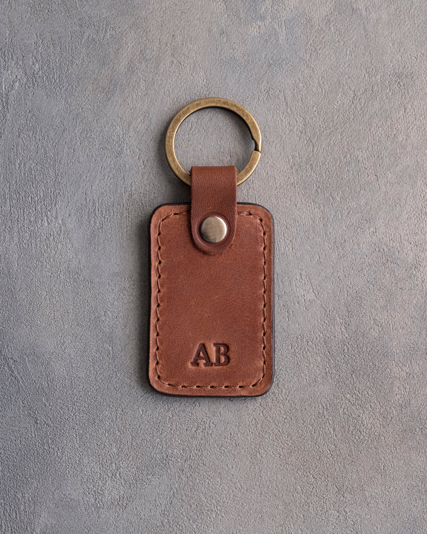 Minimalist Initials Keychain in Arizona Leather