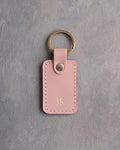 Minimalist Initials Keychain in Blush Leather