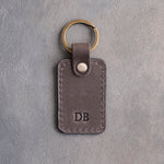Minimalist Initials Keychain in Country Gray Leather