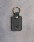 Minimalist Initials Keychain in Forest Green Leather