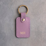 Minimalist Initials Keychain in Lilac Leather