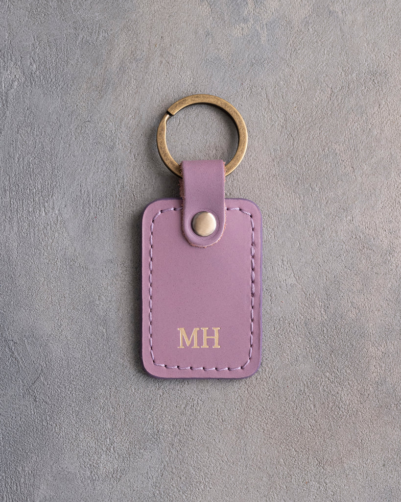 Minimalist Initials Keychain in Lilac Leather