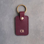 Minimalist Initials Keychain in Sangria Leather