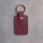 Minimalist Initials Keychain in Sangria Leather