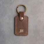 Minimalist Initials Keychain in Sicilian Brown Leather