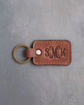 Vine Monogram Keychain in Arizona Leather