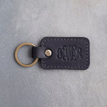 Vine Monogram Keychain in Black Leather
