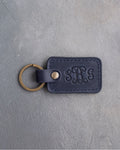 Vine Monogram Keychain in Blueberry Leather