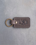 Vine Monogram Keychain in Country Gray Leather