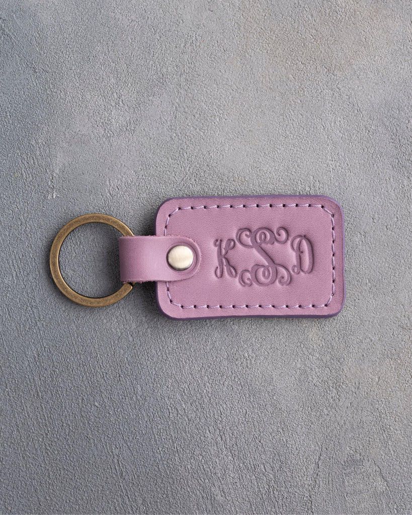 Vine Monogram Keychain in Lilac Leather | Leatherius Woodman