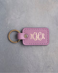 Vine Monogram Keychain in Lilac Leather