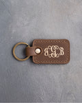 Vine Monogram Keychain in Sicilian Brown Leather