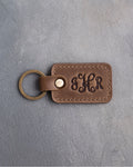 Vine Monogram Keychain in Sicilian Brown Leather