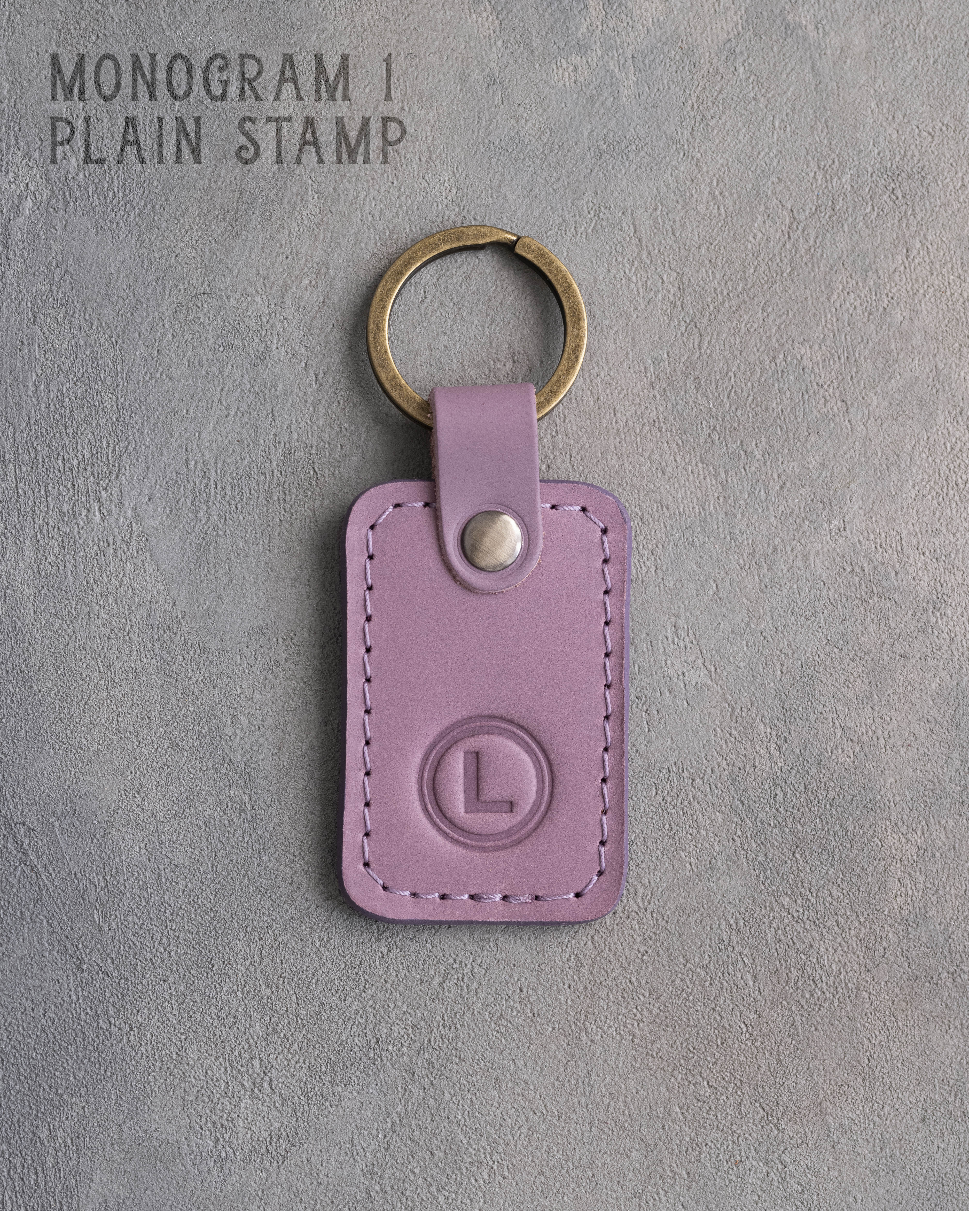 Personalized Leather Keychain in Lilac Leather