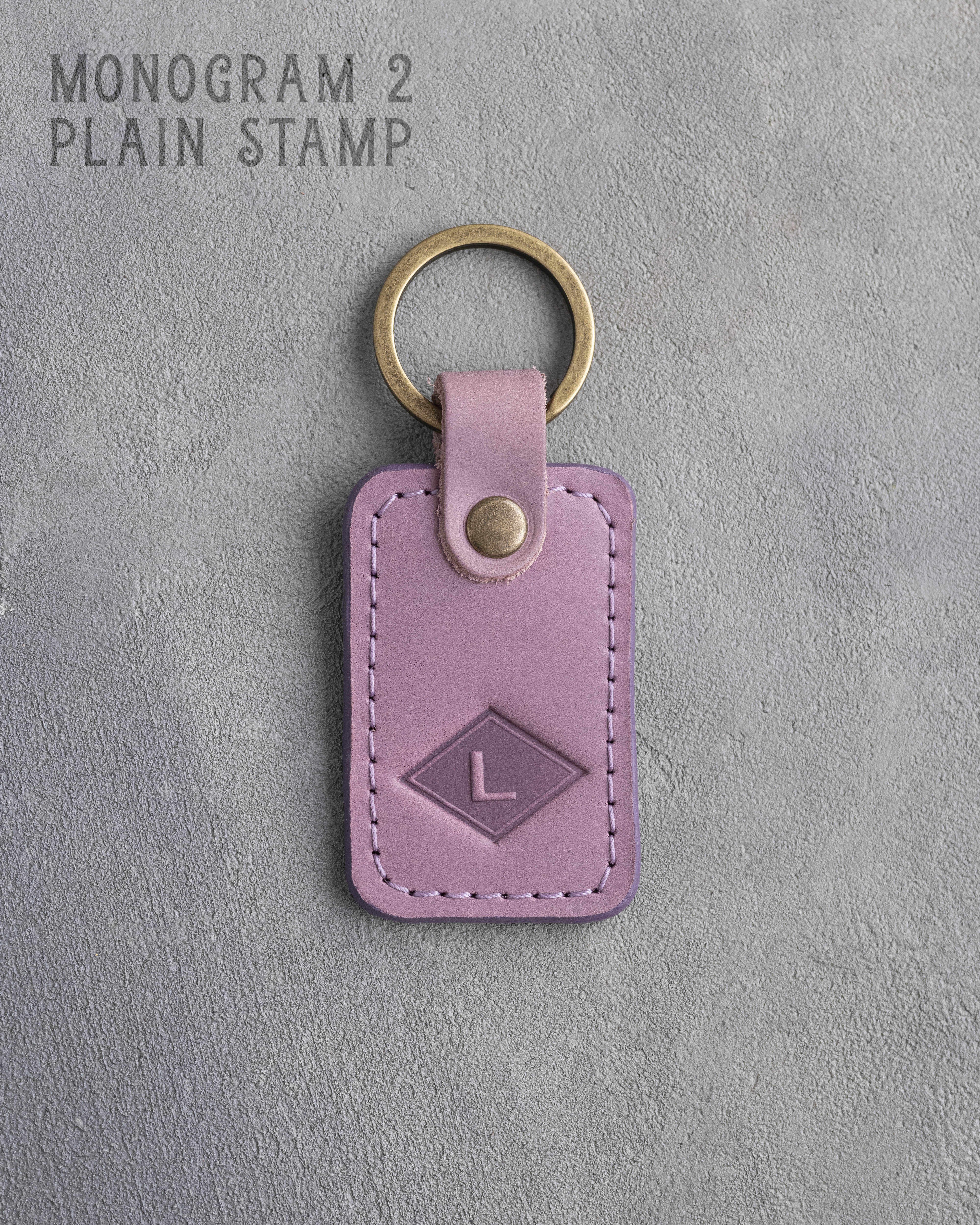 Personalized Leather Keychain in Lilac Leather