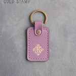 Personalized Leather Keychain in Lilac Leather
