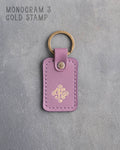 Personalized Leather Keychain in Lilac Leather