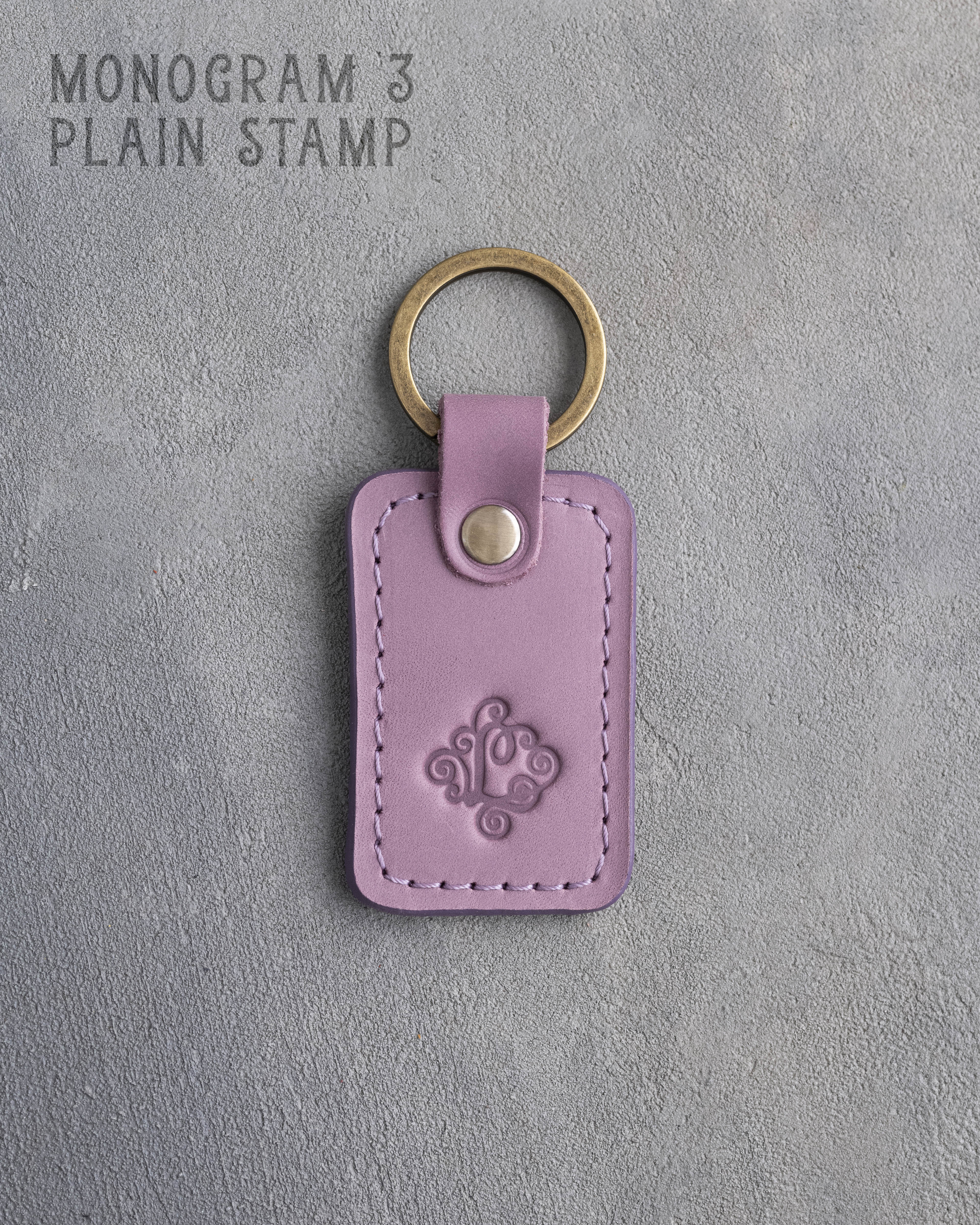 Personalized Leather Keychain in Lilac Leather