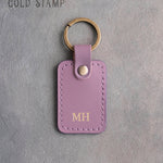 Personalized Leather Keychain in Lilac Leather