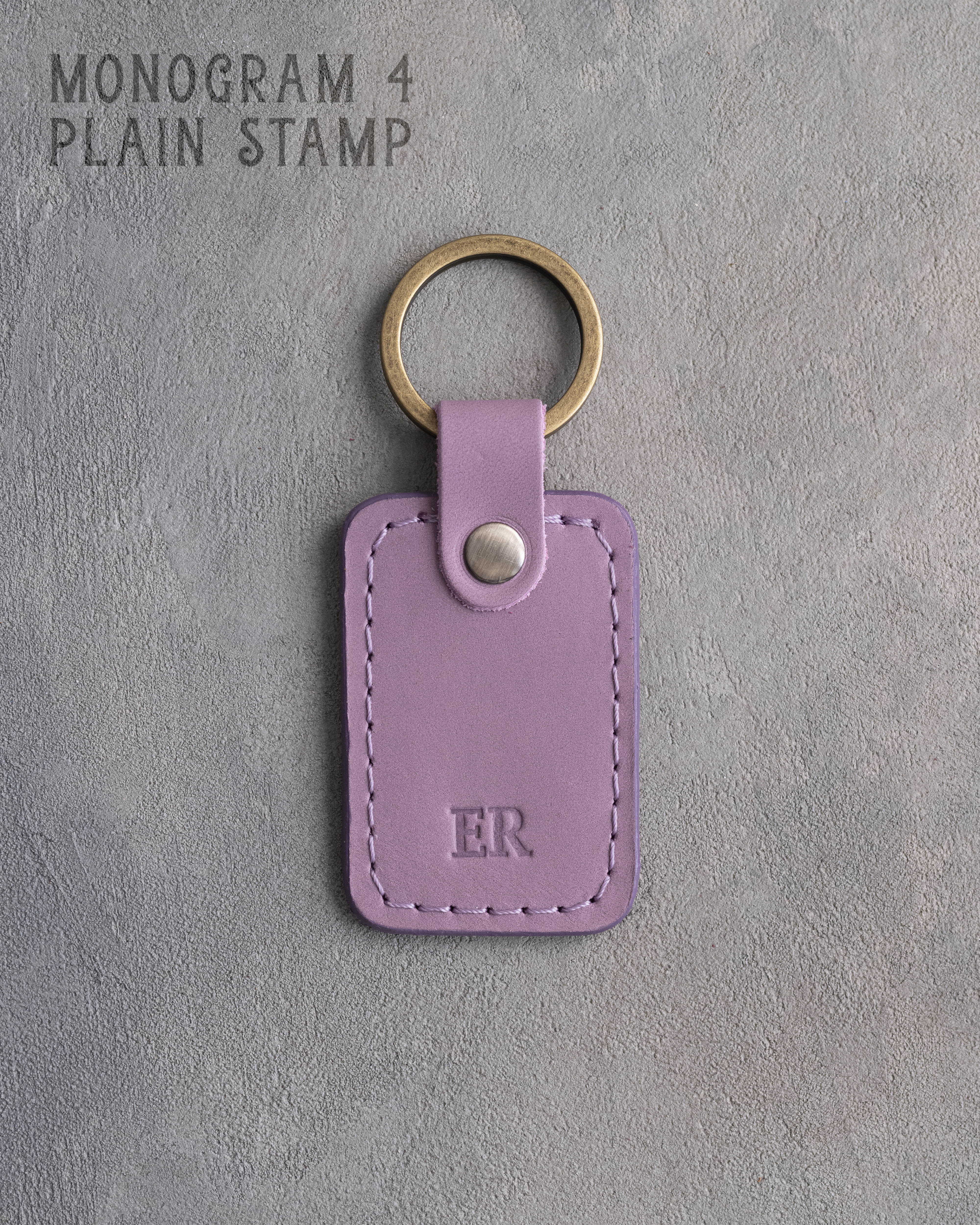 Personalized Leather Keychain in Lilac Leather