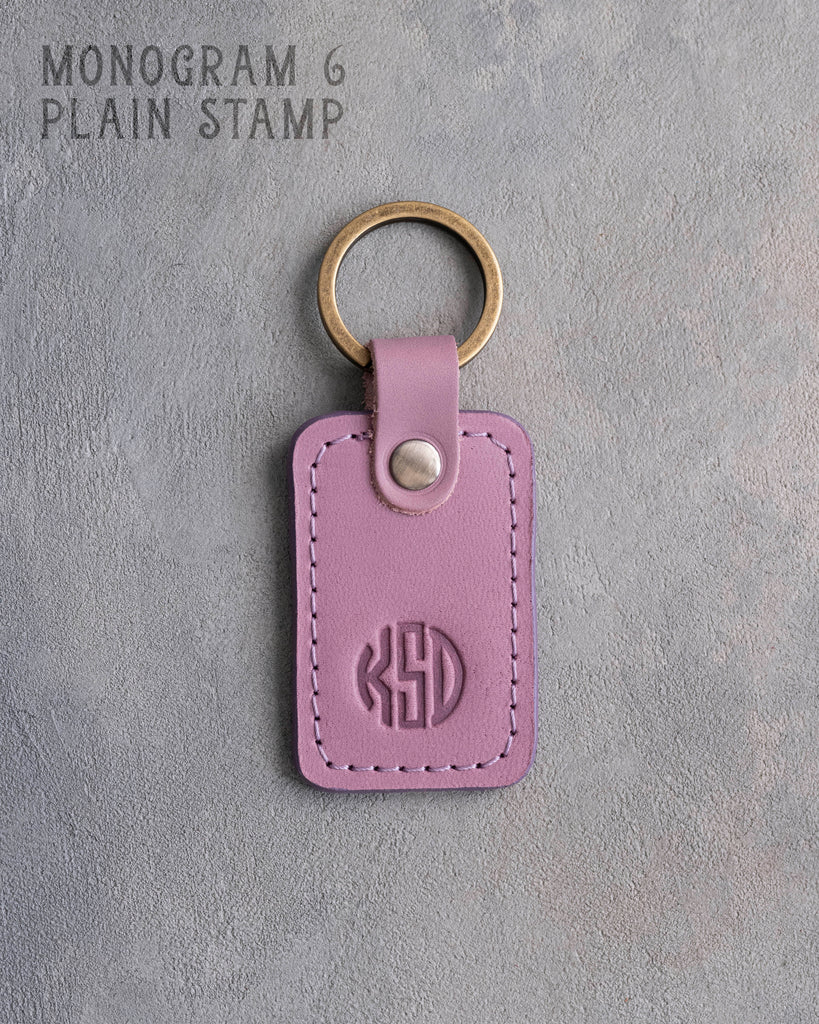 Personalized Leather Keychain in Lilac Leather