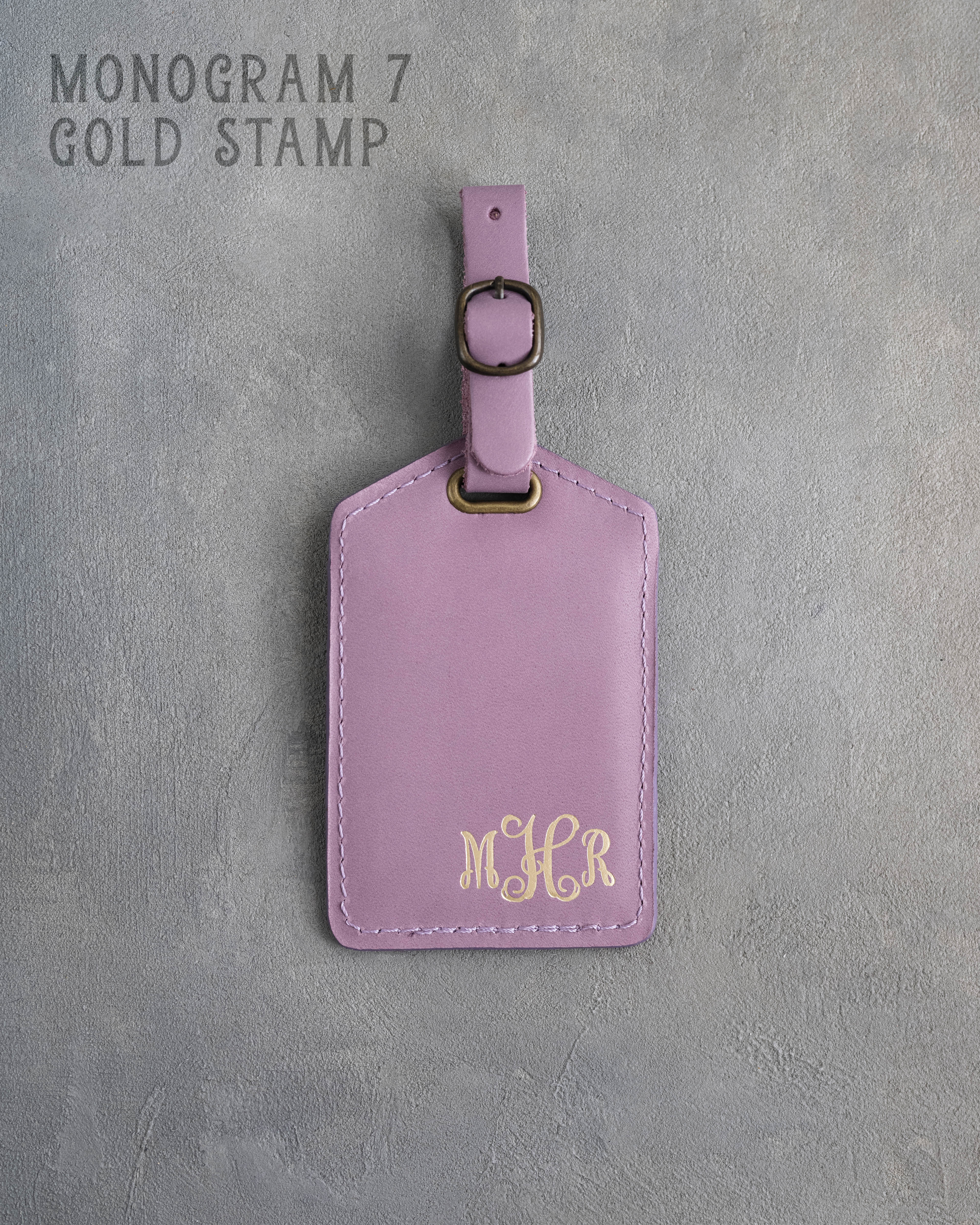 Lilac Leather Luggage Tag Personalized