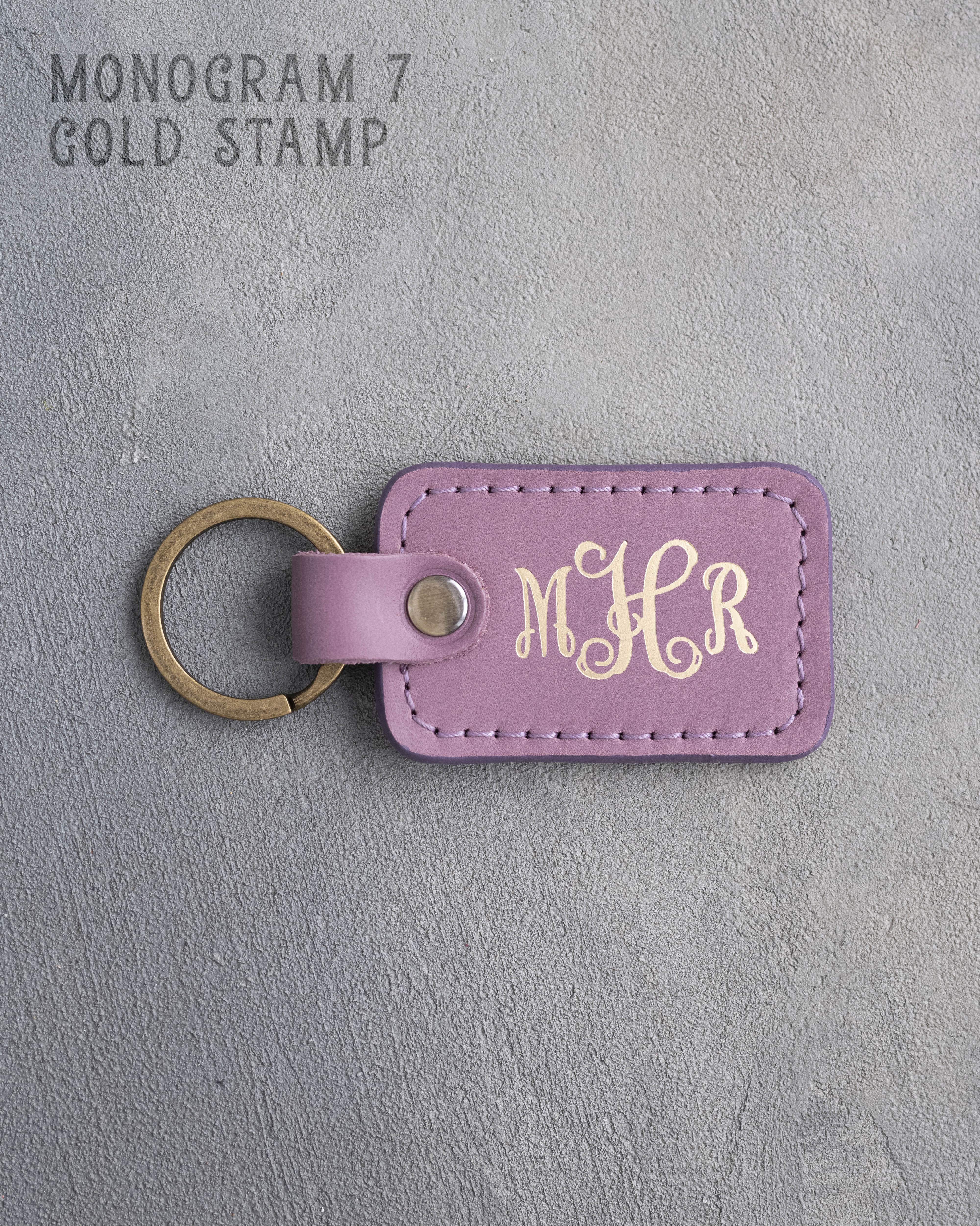 Personalized Leather Keychain in Lilac Leather