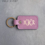 Personalized Leather Keychain in Lilac Leather
