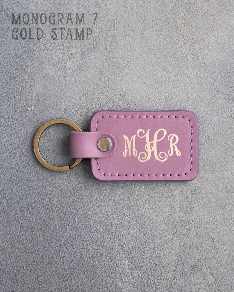 Personalized Leather Keychain in Lilac Leather