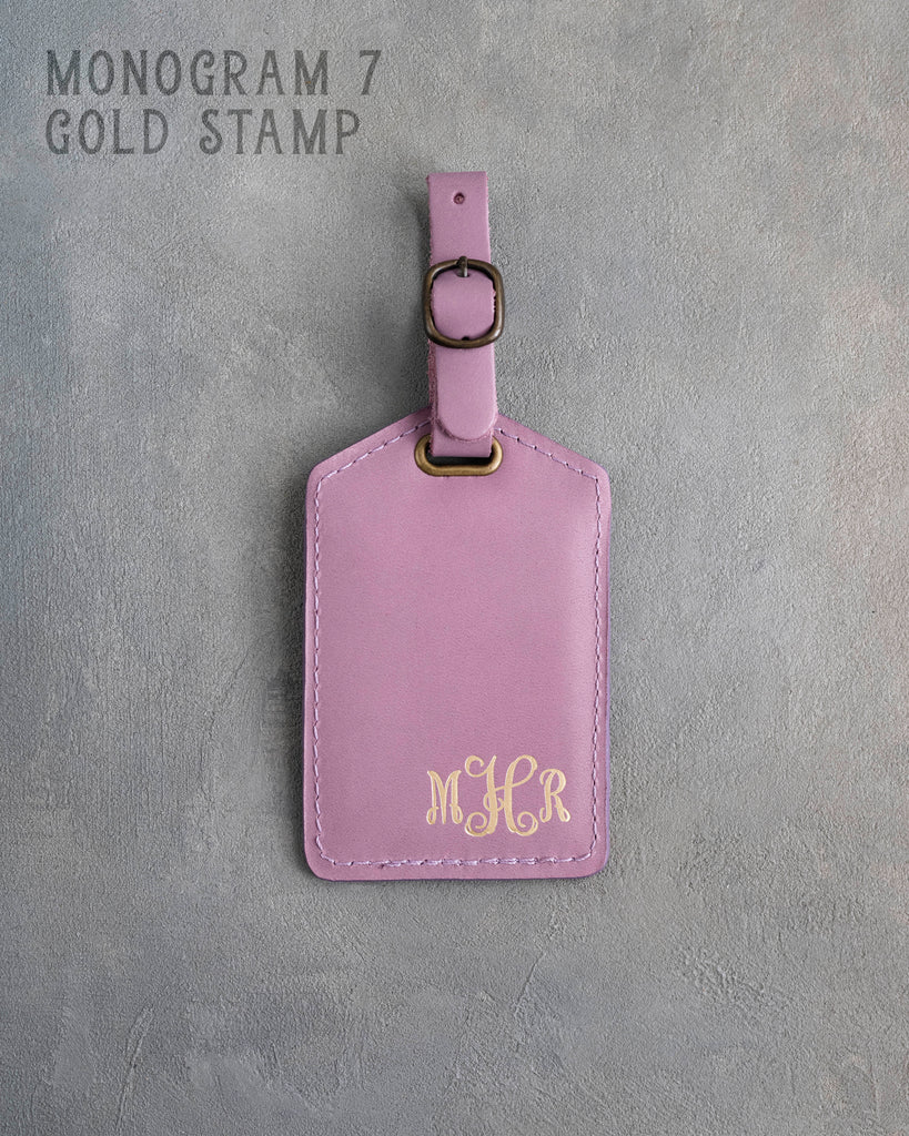 Lilac Leather Luggage Tag Personalized