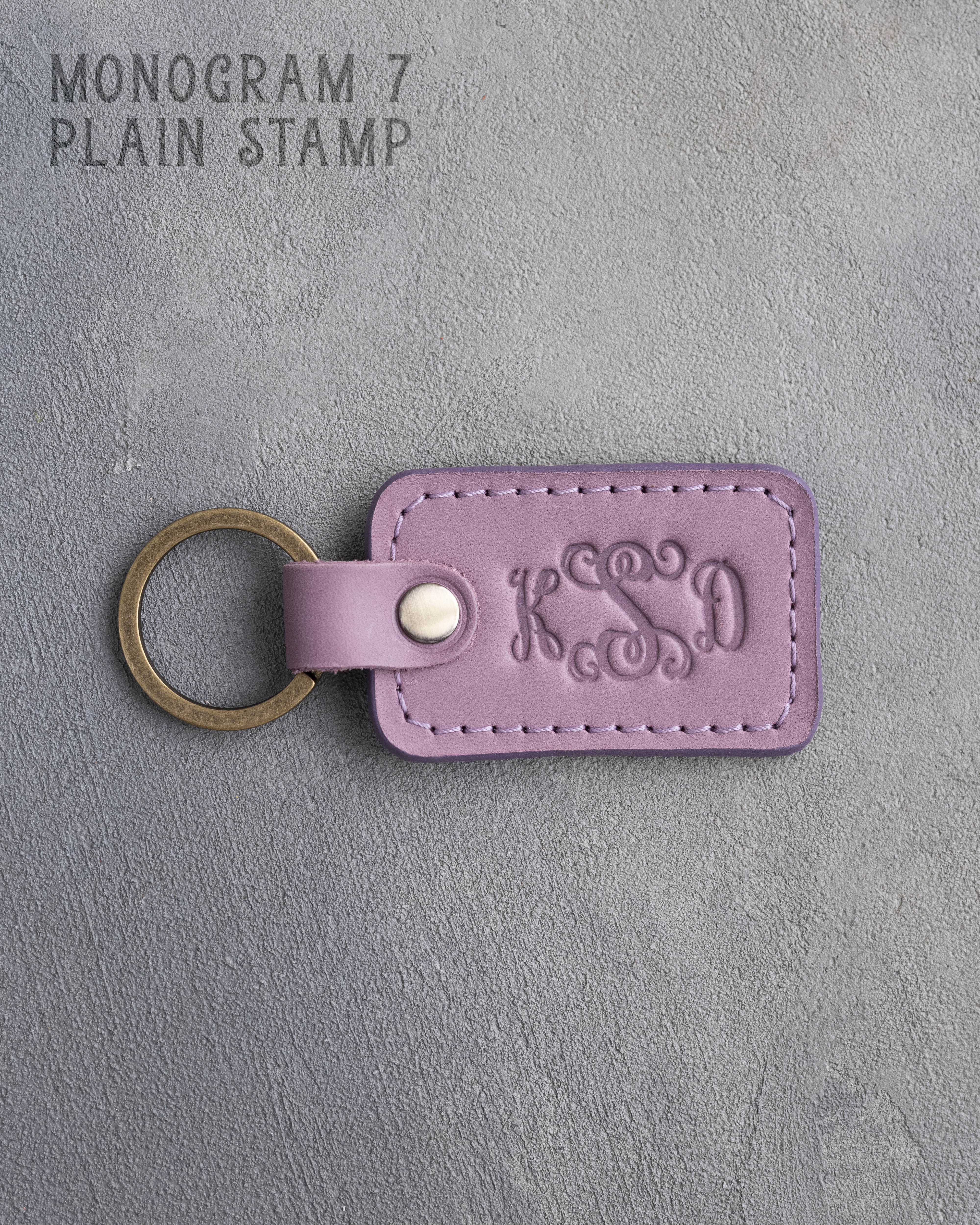 Personalized Leather Keychain in Lilac Leather