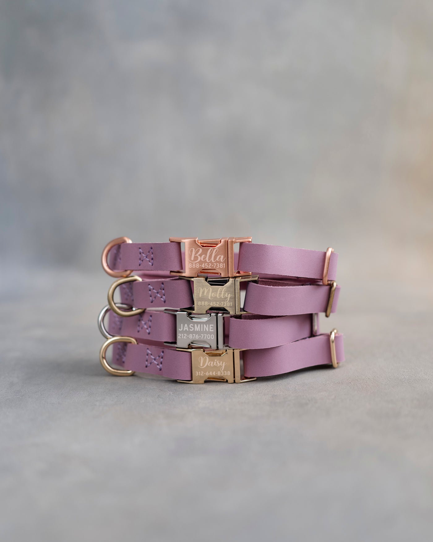 Dog Collar in Lilac leather with fast release buckle