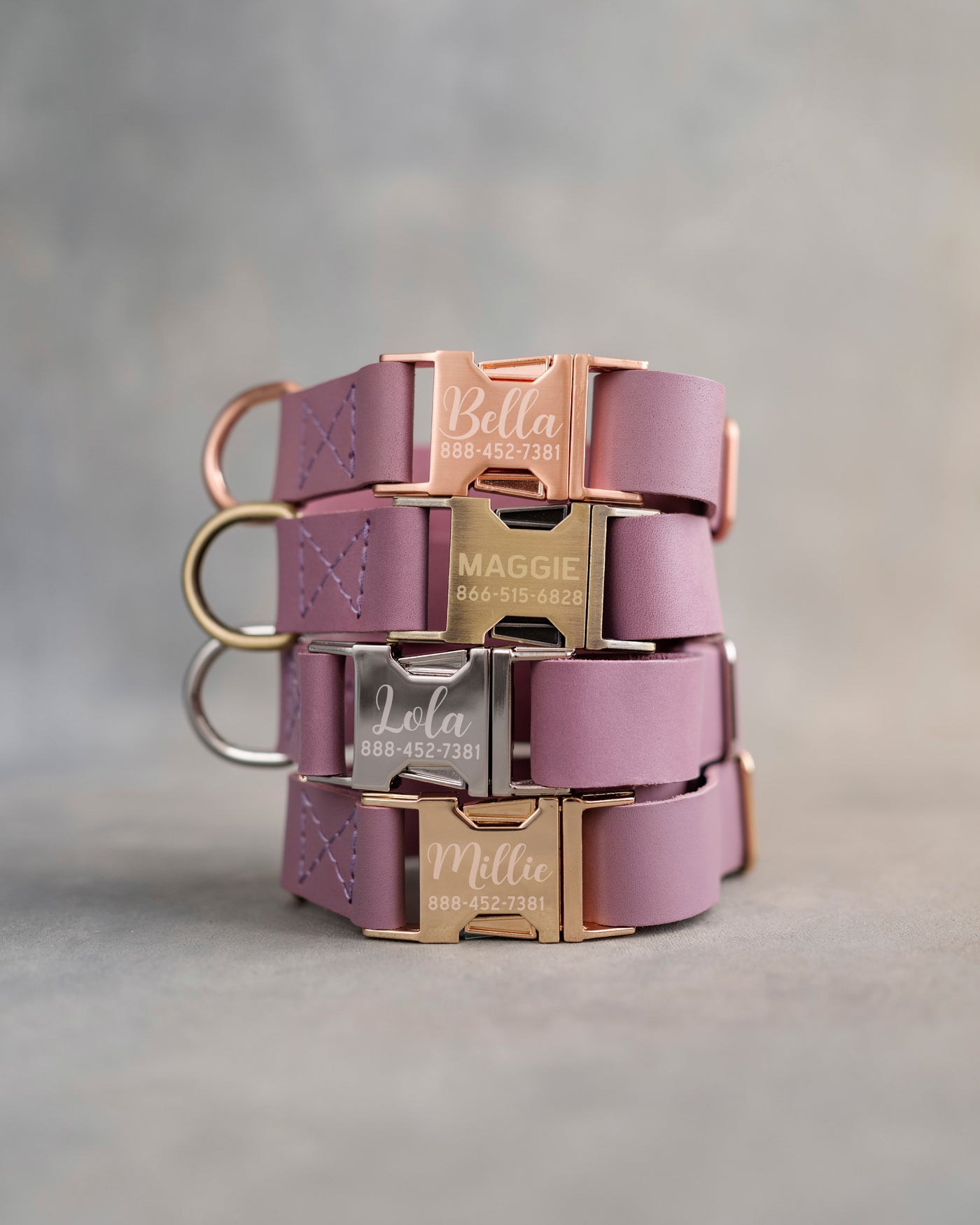 Dog Collar in Lilac leather with fast release buckle