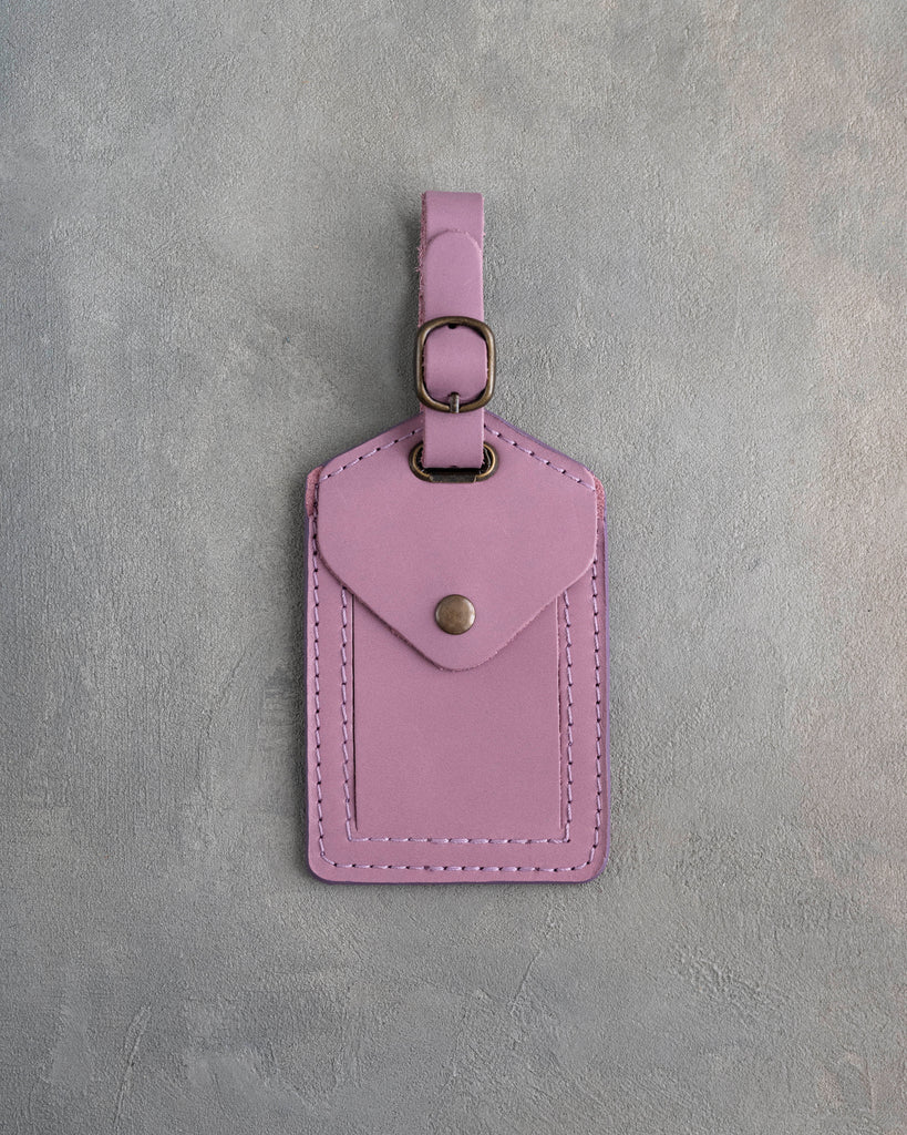 Lilac Leather Luggage Tag Personalized