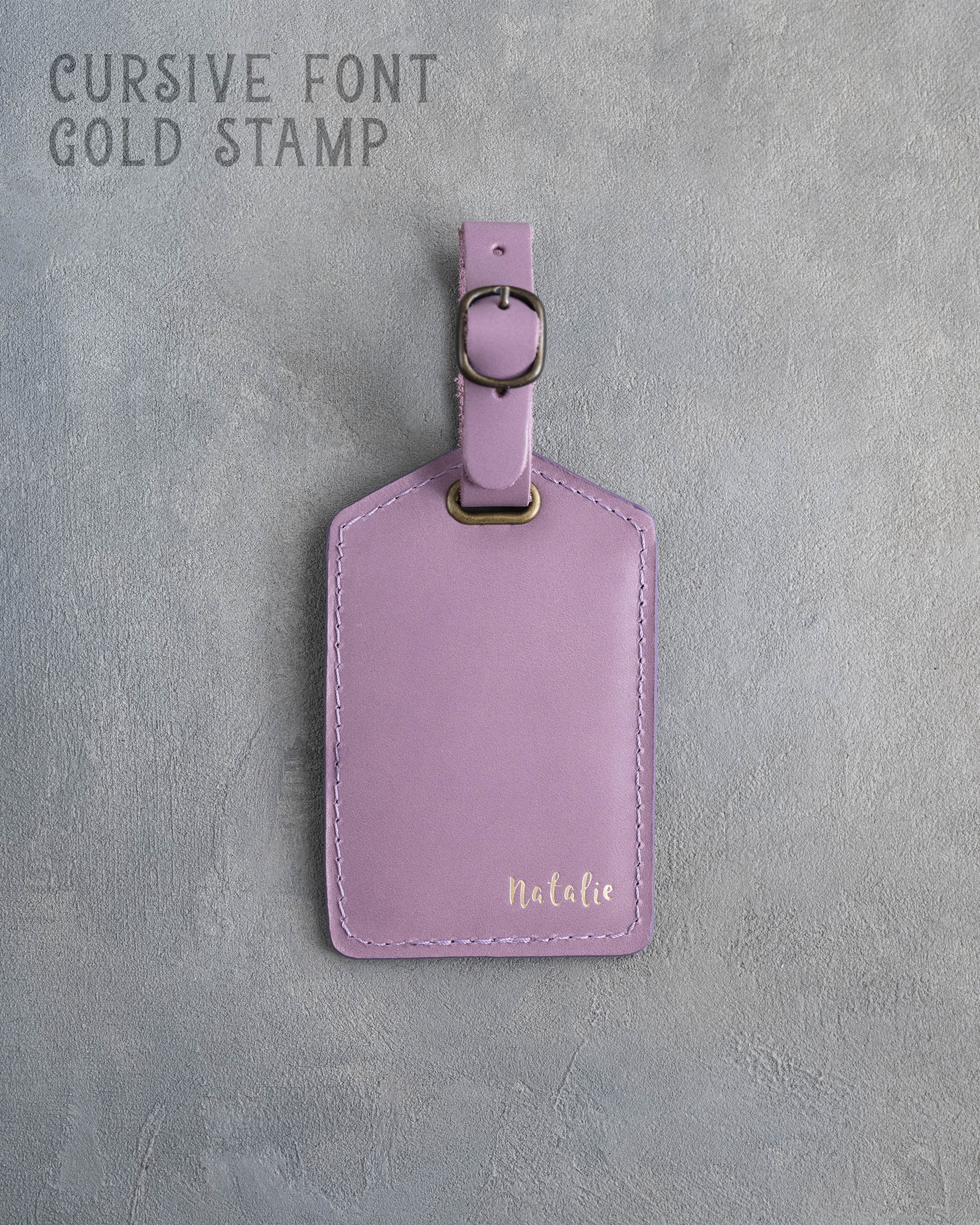 Lilac Leather Luggage Tag Personalized