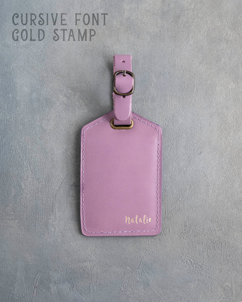 Lilac Leather Luggage Tag Personalized