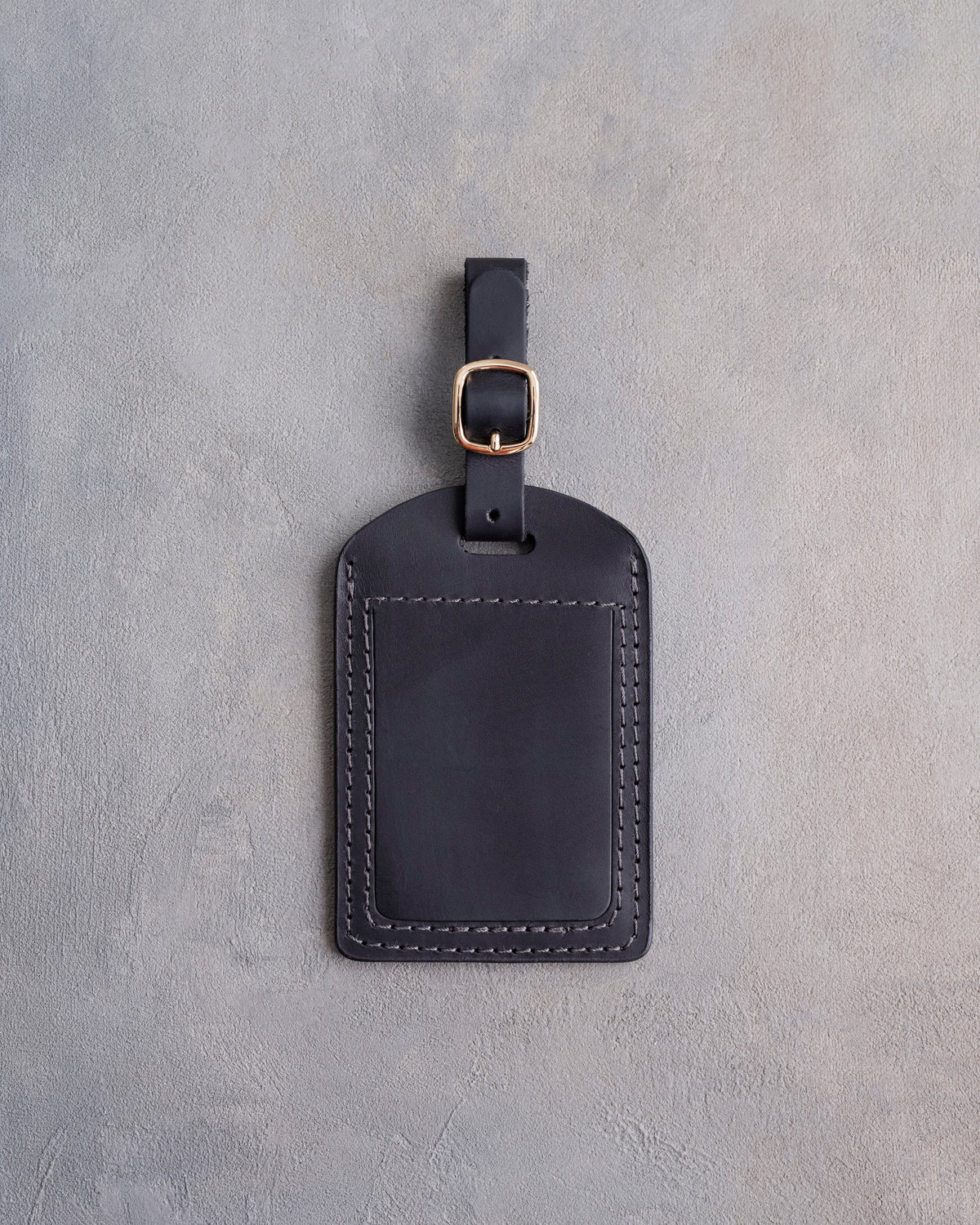 Floral Name Luggage Tag in Black Leather with hand-finished detailing
