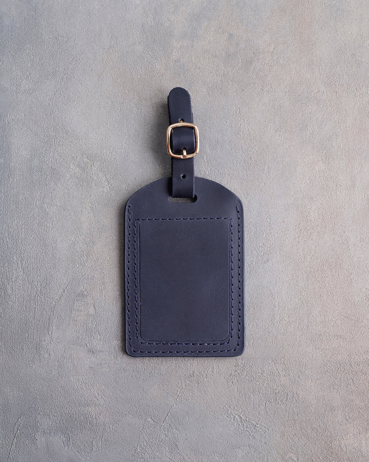 Floral Name Luggage Tag in Blueberry Leather with hand-finished detailing